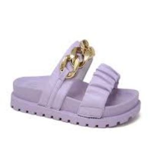 Purple Yoki sandals with gold tone chain accents Size 41 EUC